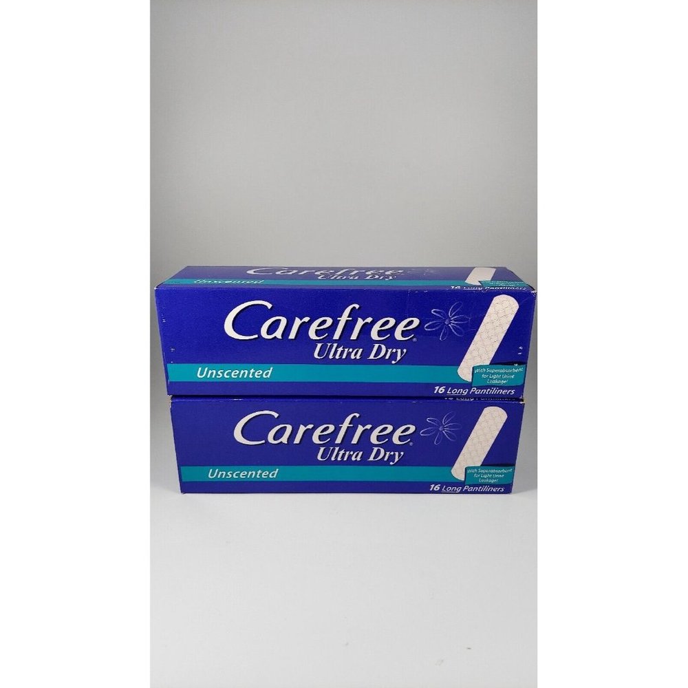 Carefree Ultra Dry Unscented 16 Long Pantiliners 2 Boxes Feminine Pads